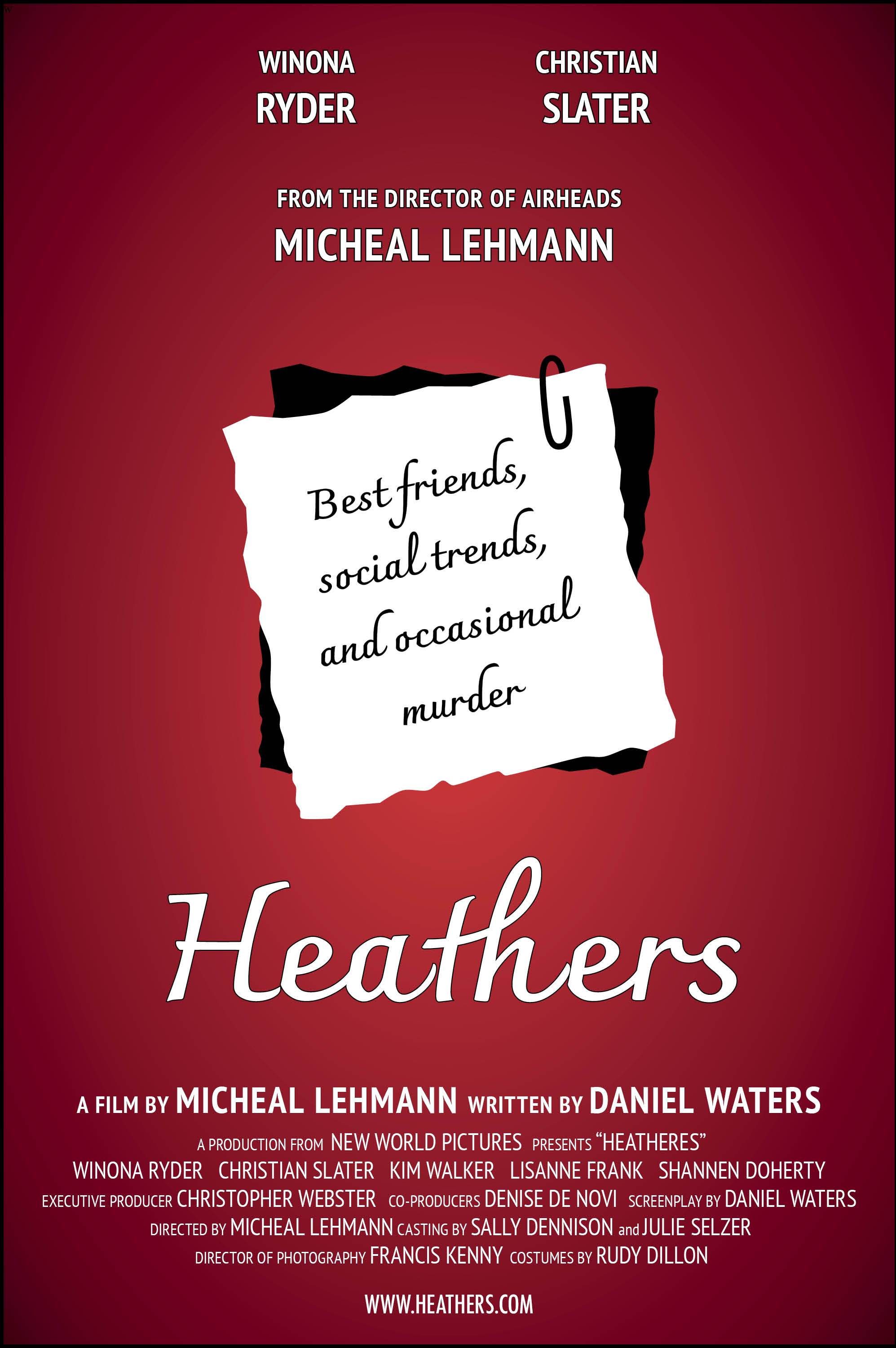 Reimagined movie poster for the film 'Heathers'